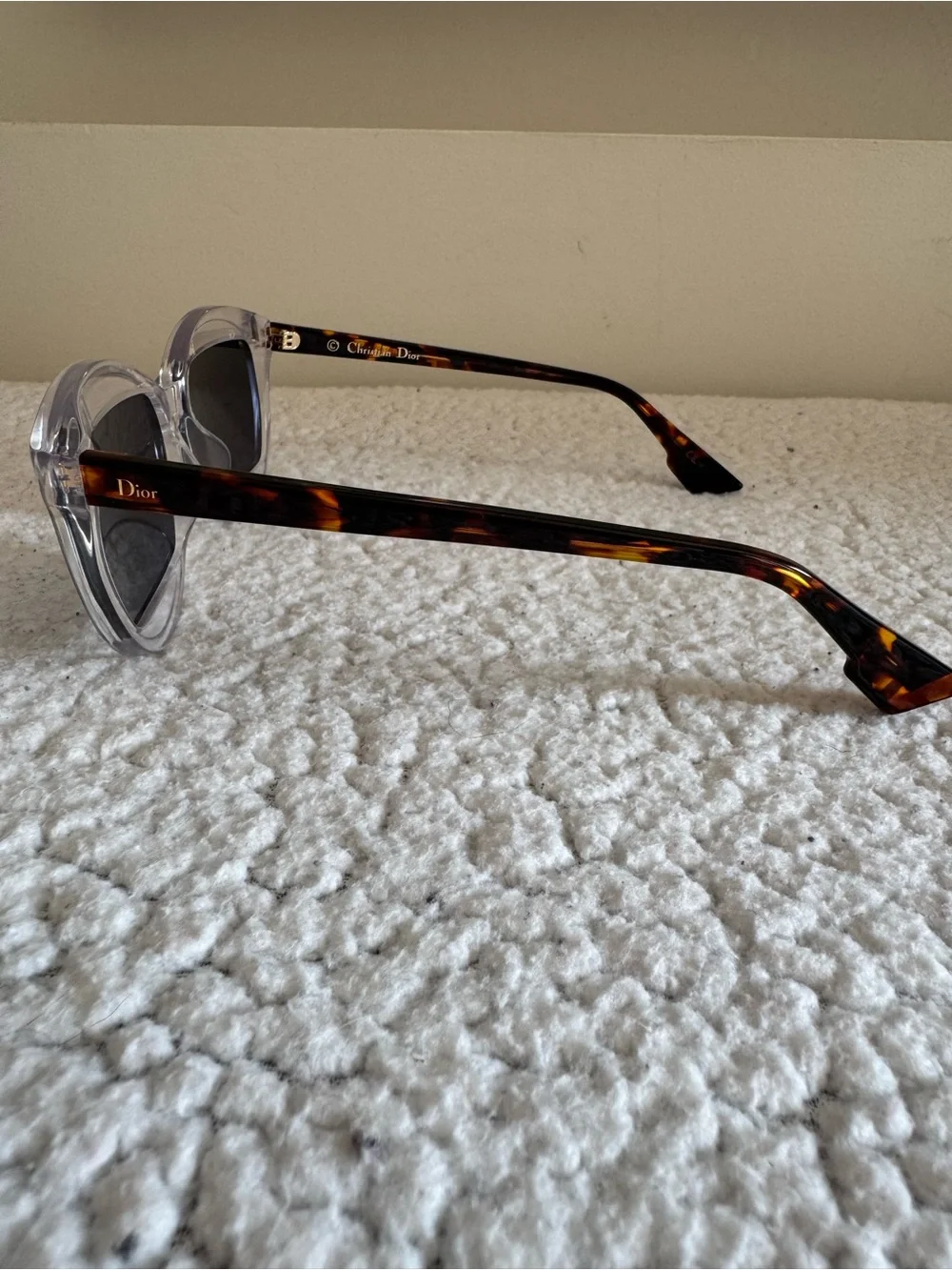 Dior Dior Mania 2 Havana Clear Plastic Blue Lense Suunglasses